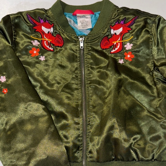 Disney Mulan/Mushu Beautiful Green Satin Jacket with‎ Floral Embroidery - Picture 3 of 7